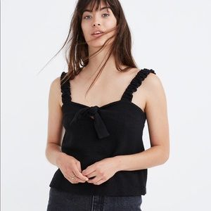 NWT MADEWELL Texture & Thread Black Textured Bow Tie Tank Top Shirt Blouse Large